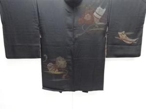 大正ロマン　花扇に笙模様織り出し漆絵羽織